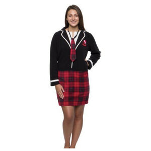 Funziez! School Girl Short Onesie Pajama - Black and Red S